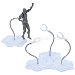 Assembled Hexagon Plastic Action Figure Display Stands with Adjustable Alloy Support Arm, Minifigures Display Holder, White, 11.5x11x17.7cm, Findings: 16x12x5mm, hole: 2.5x3mm(ODIS-WH0080-11A)