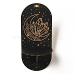 Wooden Wall-Mounted Small Crystal Display Shelf, Witch Hanging Crystal Holder, for Crystal Dowsing Pendulum Pendant Storage, Moon, Oval: 21.4x9.4x0.25cm, Hole: 13x2.5mm, 1pc(AJEW-L090-A02)