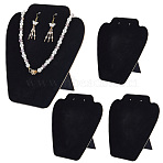 Velvet & Wood Jewelry Nceklace Display Stands, Black, 20.7x18.6cm(NDIS-WH20005-01)