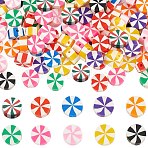 200Pcs 10 Colors Handmade Polymer Clay Beads, Flat Round, Mixed Color, 9~10x4mm, Hole: 1.6mm, 20pcs/color(CLAY-SC0001-80)
