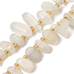 Natural White Moonstone Beads Strands, Nuggets, with Seed Beads, Top Drilled, Tumbled Stone, 10~20x5~10x4~8mm, Hole: 1mm, about 45~49pcs/strand, 14.96''(38cm)(GG-CBADF20-A03)