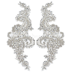 Glass Hotfix Rhinestone, Hot Melt Adhesive on the Back, Rhinestone Trimming, Costume Accessories, Flower, Crystal, 386x148x5.5mm(AJEW-WH0270-723S-01)