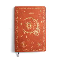 A5 PU Leather Notebook, with Paper Inside, for School Office Supplies, Rectangle with Moon Pattern, Tomato, 205x140mm(OFST-PW0014-15B)