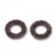 Faux Mink Fur Covered Linking Rings, with Aluminum Bottom, Ring, Platinum, Sienna, 27x4mm(X-WOVE-N009-08B)