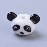 Handmade Lampwork Beads, Cartoon Panda, Black, 14.5~16x18~21.5x16mm, Hole: 2mm(LAMP-I020-07E)