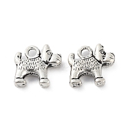 ATibetan Style lloy Charms, Cadmium Free & Lead Free, Dog, Antique Silver, 13x14x4mm, Hole: 2.2mm(FIND-Q094-07AS)