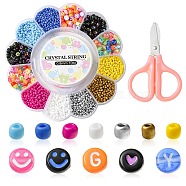 Glass Seed Beads & Acrylic Beads DIY Jewelry Sets, with 1Pc Stainless Steel Scissors, 1Pc Rectangle PVC Zip Lock Bags, 1 Roll Elastic Crystal Thread, Mixed Color, Glass Seed Beads: 91g, Acrylic Beads: about 250pcs(DIY-YW0005-92)