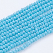 Imitation Jade Glass Beads Strands, Faceted, Rondelle, Cyan, 3x2~2.5mm, Hole: 0.5mm, about 186~190pcs/strand, 17 inch(GLAA-G045-A07)