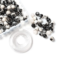 100Pcs 8mm Natural Zebra Jasper Round Beads, with 10m Elastic Crystal Thread, for DIY Stretch Bracelets Making Kits, 8mm, Hole: 1mm(DIY-LS0002-61)