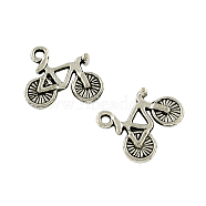 Bicycle Tibetan Style Zinc Alloy Charms, Lead Free & Cadmium Free, Antique Silver, 14x17x3mm, Hole: 1.5mm, about 625pcs/500g(TIBEP-R334-180AS-RS)