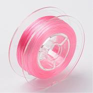 Japanese Eco-Friendly Dyed Flat Elastic Crystal String, Elastic Beading Thread, for Stretch Bracelet Making, Flat, Pink, 0.6mm, about 60m/roll(65.62yards/roll)(EW-F005-0.6mm-13)