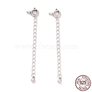 925 Sterling Silver Chain Extenders, with Spring Ring Clasps & Charms, Round, Antique Silver, 60x5.8mm, Hole: 1.6mm(STER-D036-42AS)
