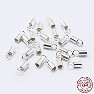 925 Sterling Silver Cord Ends, Silver, 6.5x2mm, Hole: 2mm, Inner Diameter: 1.5mm(STER-F036-21S-1.5mm)