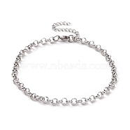 304 Stainless Steel Rolo Chain Bracelet for Men Women, Stainless Steel Color, 9-3/8 inch(23.9cm), Link: 5x1.5mm(BJEW-E031-06P-02)