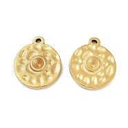 304 Stainless Steel Pendant Rhinestone Settings, Flat Round, Golden, 16x13.5x2.5mm, Hole: 1.2mm, Fit for 2.5mm Rhinestone(STAS-P364-04G)