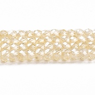 Cubic Zirconia Bead Strands, Faceted Rondelle, Light Yellow, 3x2mm, Hole: 0.6mm, about 164~172pcs/strand, 14.57~14.88 inch(37~37.8cm)(ZIRC-G001-01I)