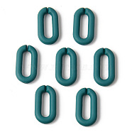 Rubberized Style Acrylic Linking Rings, Quick Link Connectors, For Cable Chains Making, Oval, Teal, 20x11x3mm, Inner Diameter: 13.5x4mm(OACR-N011-004A)
