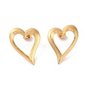 304 Stainless Steel Stud Earrings, for Women, PVD Vacuum Plating, Heart, Golden, 29.2x22.6mm(EJEW-S227-18G)