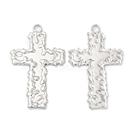 304 Stainless Steel Pendants, Cross Charm, Stainless Steel Color, 38x23.5x2mm, Hole: 3mm(STAS-Z041-38P)