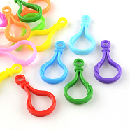 Opaque Solid Color Bulb Shaped Plastic Push Gate Snap Keychain Clasp Findings, Mixed Color, 48x25x5.5mm, Hole: 6mm(KY-YW0001-55)