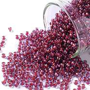 TOHO Round Seed Beads, Japanese Seed Beads, (304) Inside Color Light Sapphire/Hyacinth Lined, 11/0, 2.2mm, Hole: 0.8mm, about 5555pcs/50g(SEED-XTR11-0304)
