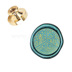DIY Wood Wax Seal Stamp, Scrapbook Brass Stamps, Building Pattern, 25mm(AJEW-WH0130-620)