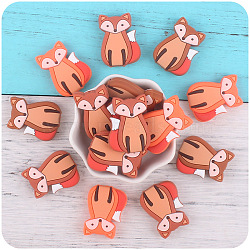 12Pcs 3 Colors Cartoon Fox Silicone Beads, Chewing Beads For Teethers, DIY Nursing Necklaces Making, Mixed Color, 38.5x25.5x8.5mm, Hole: 2mm(JX716A)