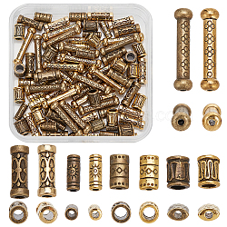 WADORN 100pcs 10 styles Tibetan Style Alloy Beads, Tube, Mixed Color, 8~25x3~6mm, Hole: 1~4mm, 10pcs/style(TIBEB-WR0001-05)