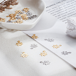 40Pcs 2 Colors 304 Stainless Steel Charms, Flower, Golden & Stainless Steel Color, 10.7x8x0.6mm, Hole: 1.2mm, 20pcs/color(STAS-LP0004-38)