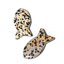 Natural Dalmatian Jasper Pendants, Fish Charms, 38x20mm(PW-WG34072-07)