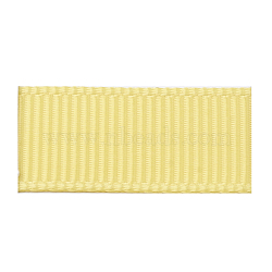 High Dense Polyester Grosgrain Ribbons, Champagne Yellow, 3/8 inch(9.5mm), about 100yards/roll(OCOR-S112-D-46)