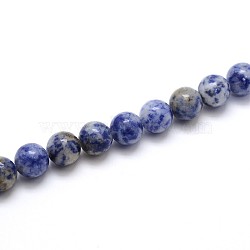 Natural Blue Spot Jasper Round Beads Strands, 6mm, Hole: 1mm, about 65pcs/strand, 15.5(G-O047-01-6mm)