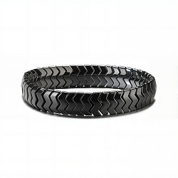 Non-magnetic Synthetic Hematite Beaded Stretch Bracelets for Men, Wave, Bead: 12x6mm, 7-1/2 inch(19cm)(FS-WG73B41-06)