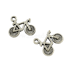Bicycle Tibetan Style Zinc Alloy Charms, Lead Free & Cadmium Free, Antique Silver, 14x17x3mm, Hole: 1.5mm, about 625pcs/500g(TIBEP-R334-180AS-RS)