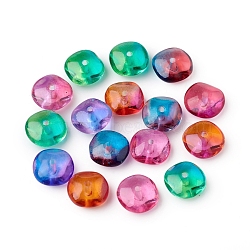 Czech Glass Beads, Two Tone, Dyed, Flat Round, Mixed Color, 10x5mm, Hole: 1.2mm, about 240pcs/bag(GLAA-G077-19)