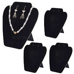 Velvet & Wood Jewelry Nceklace Display Stands, Black, 20.7x18.6cm(NDIS-WH20005-01)