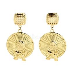 304 Stainless Steel Stud Earrings, Hat with Butterfly, Real 18K Gold Plated, 55x30mm(EJEW-P284-02G)