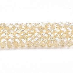 Cubic Zirconia Bead Strands, Faceted Rondelle, Light Yellow, 3x2mm, Hole: 0.6mm, about 164~172pcs/strand, 14.57~14.88 inch(37~37.8cm)(ZIRC-G001-01I)
