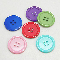 Resin Buttons, Dyed, Flat Round, Mixed Color, 30x3mm, Hole: 3mm, 98pcs/bag(RESI-D030-30mm-M)