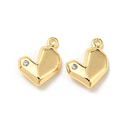 Brass Micro Pave Cubic Zirconia Charms, Heart, Real 18K Gold Plated, 7x10x3mm, Hole: 1mm(KK-Q809-02G)