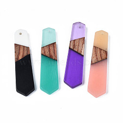 Resin & Walnut Wood Pendants, Arrow, Mixed Color, 49x12x3.5mm, Hole: 1.6mm(RESI-N025-020)