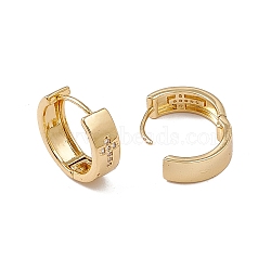 Clear Cubic Zirconia Cross Pattern Hoop Earrings, Rack Plating Brass Jewelry for Women, Lead Free & Cadmium Free, Real 18K Gold Plated, 13x14x5mm, Pin: 0.7mm(EJEW-F294-09A-G)