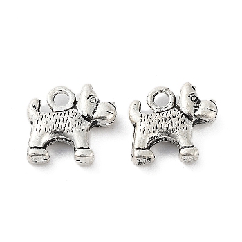 ATibetan Style lloy Charms, Cadmium Free & Lead Free, Dog, Antique Silver, 13x14x4mm, Hole: 2.2mm, about 485pcs/1000g