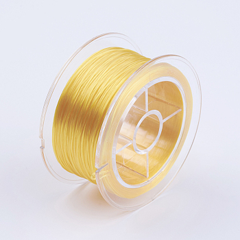 Flat Elastic Crystal String, Elastic Beading Thread, for Stretch Bracelet Making, Yellow, 1mm, about 54.68 yards(50m)/roll