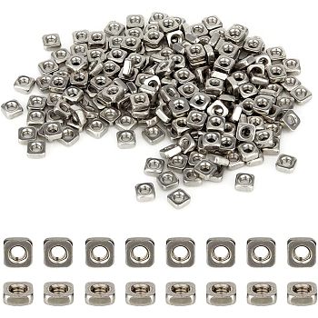 220Pcs 304 Stainless Steel Nuts, Square M3 Nut, Stainless Steel Color, 5.4x5.4x2.3mm, Hole: 2.5mm