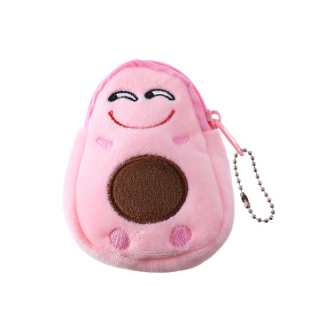 Avocado Fluffy Cloth Clutch Bags, Change Purse with Zipper & Clasp, for Women, Hot Pink, 10.5x8.4cm