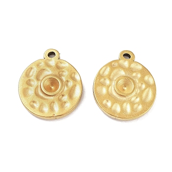 304 Stainless Steel Pendant Rhinestone Settings, Flat Round, Golden, 16x13.5x2.5mm, Hole: 1.2mm, Fit for 2.5mm Rhinestone
