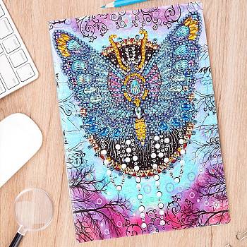 DIY Animal Theme Notebook Diamond Painting Kits, Including A5 Notebook, Resin Rhinestones, Diamond Sticky Pen, Tray Plate and Glue Clay, Butterfly Pattern, 207x145mm, 50 pages/book