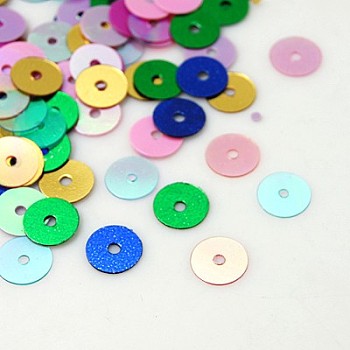 Plastic Paillette/Sequins Beads, Mixed Color, 6mm, Hole: 1mm