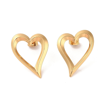 304 Stainless Steel Stud Earrings, for Women, PVD Vacuum Plating, Heart, Golden, 29.2x22.6mm